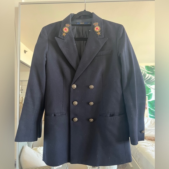 Ralph Lauren Polo 100% Wool Embroidered Esquerian Double Breasted Blazer Size 0. - Picture 1 of 11